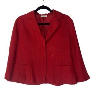 Akris Punto Red Cropped 100% Linen Blazer Academia Preppy Size 10
